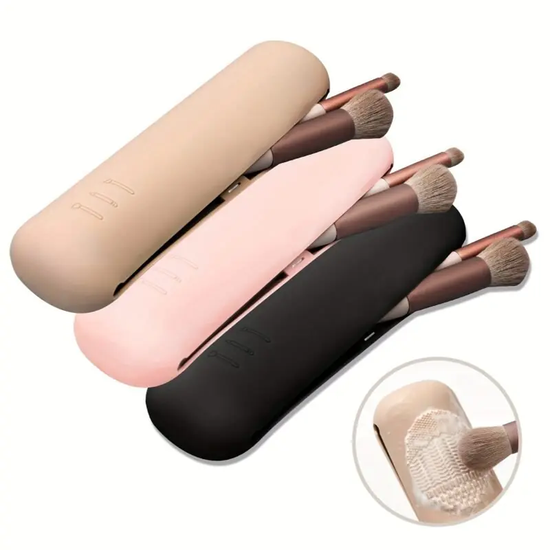 Compact Silicone Makeup Brush Holder Stylish Travel Organizer For Beauty Tools