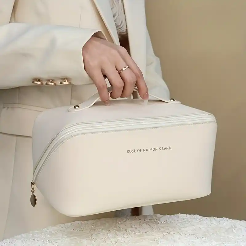 Large Waterproof Travel Makeup Bag Portable Cosmetic Organizer With Handle