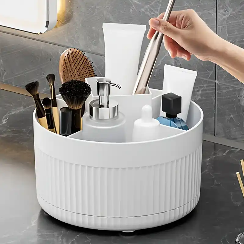Rotating Desktop Cosmetic Organizer Box Multifunction Makeup Skincare Storage
