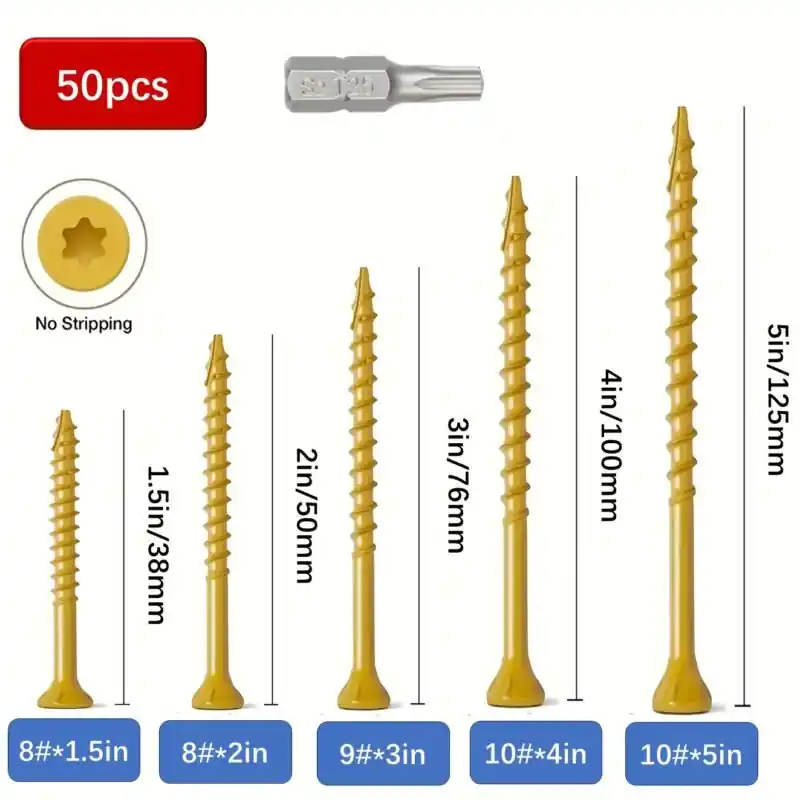 50pack Hightorque Star Drive Deck Screws Flat Head Anticorrosion