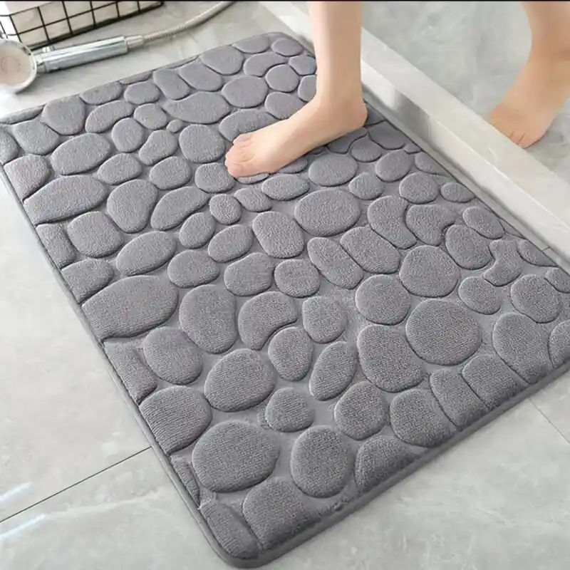 Luxury Quickdry Velvet Memory Foam Bath Mat Nonslip 3d Pebble Design