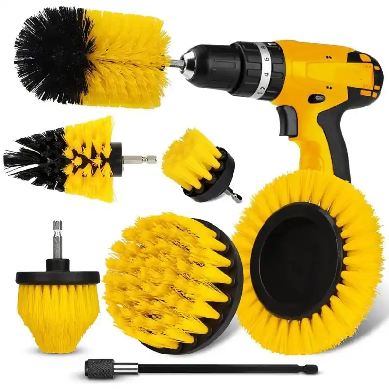 7pcs Power Scrubber Drill Brush Set For Grout Tile Bathroom Car