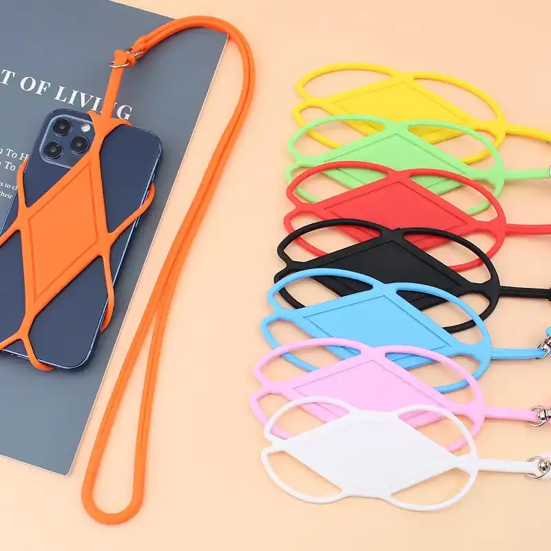 Adjustable Universal Silicone Phone Lanyard Comfortable Durable Neck Strap For Smartphones
