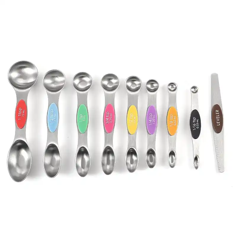 9pcs Stainless Steel Magnetic Measuring Spoons Dualsided Spice Jar Fit