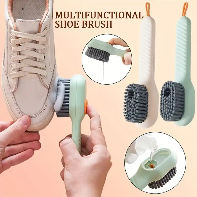 Ergonomic Shoe Cleaning Brush With Builtin Soap Dispenser Soft Bristles