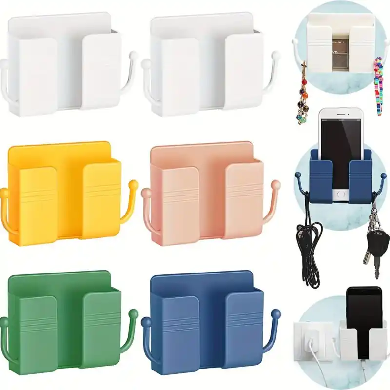Selfadhesive Wall Mount Phone Holder Plastic Charging Stand Organizer
