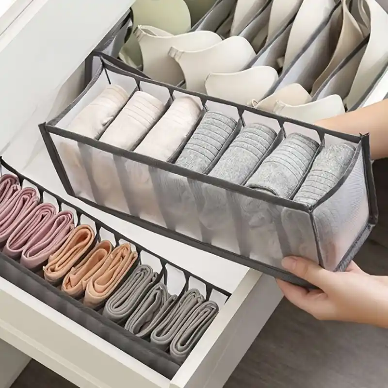 3pcs Fabric Underwear Storage Boxes Wardrobe Organizer For Bras Socks Panties
