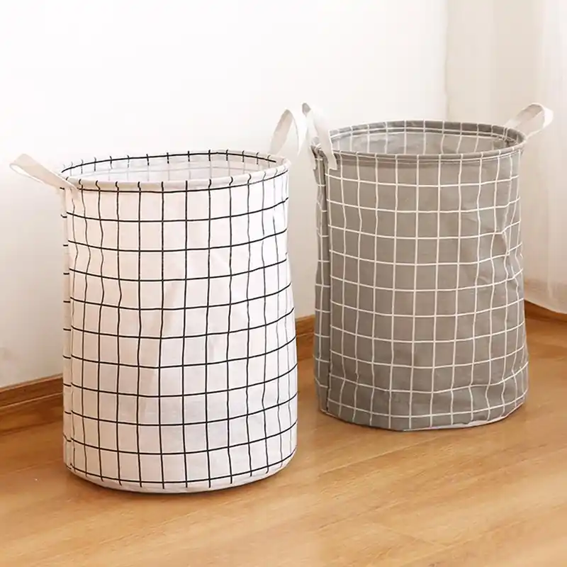 Portable Round Laundry Basket Dirty Clothes Hamper Storage Solution