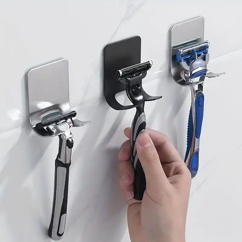 Stainless Steel Selfadhesive Razor Holder Spacesaving Bathroom Organizer Hook