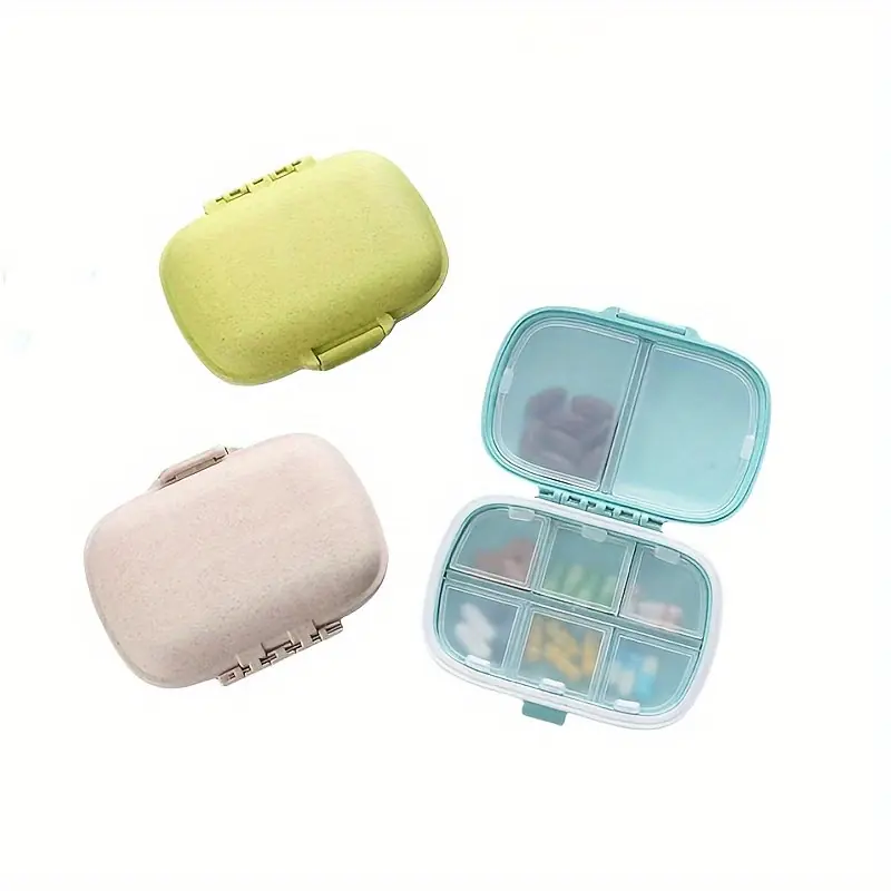 Portable 8compartment Pill Box For Travel Secure Daily Medicine Storage