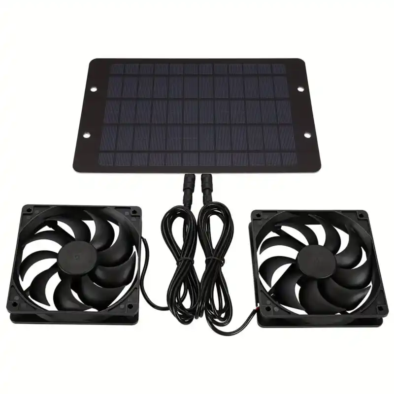 Solarpowered 10w 12v Dual Fan Ventilation System For Coops Greenhouses