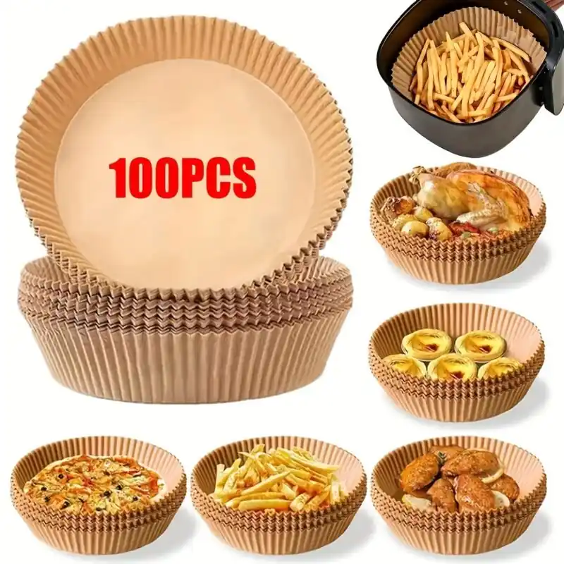 100pcs Unbleached Nonstick Air Fryer Paper Liners 79 Large 58 Qt