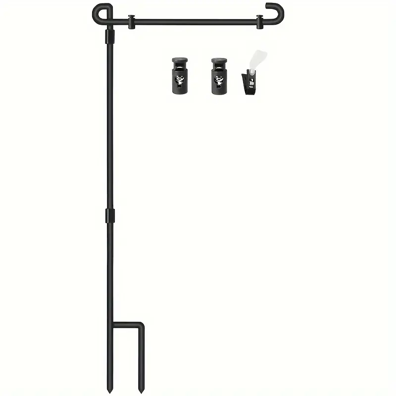 Weatherproof Garden Flag Stand Holder With Clip And Stopper Powdercoated