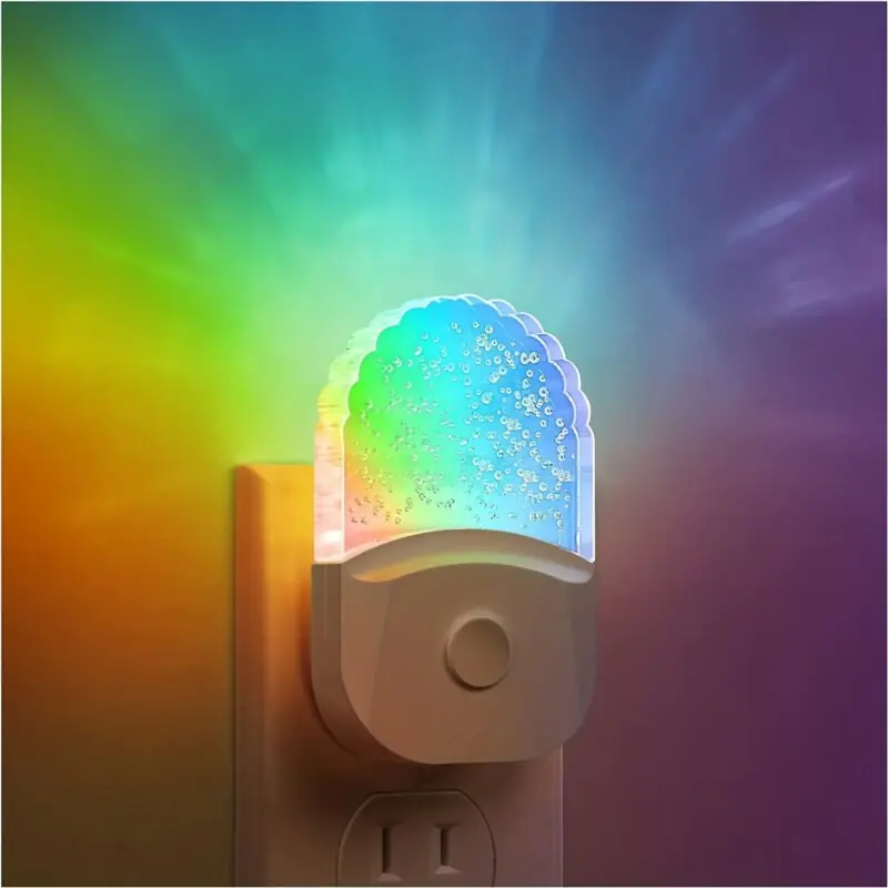 2pcs Led Night Lights Wall Plug 8color Rgb Dusktodawn Sensor