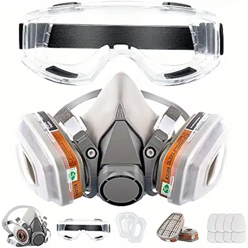 Reusable Half Face Respirator Mask With Safety Glasses For Work Protection