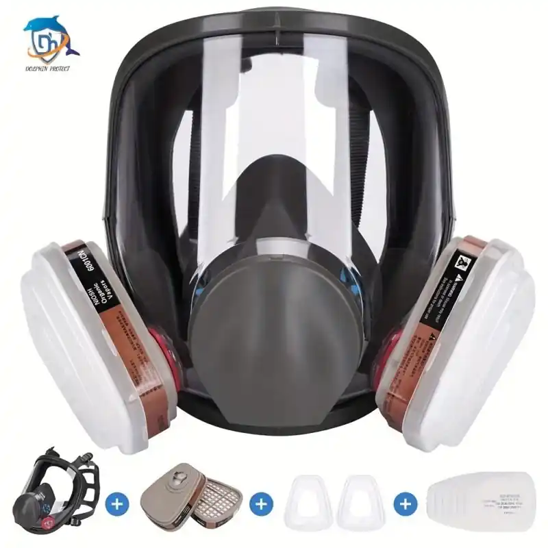 Reusable Full Face Respirator Mask With 25 Filters For Painting Dust Control