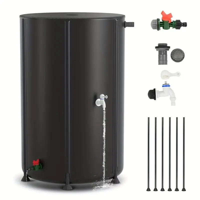 265 Gallon Portable Collapsible Rain Barrel With Spigots And Overflow Kit