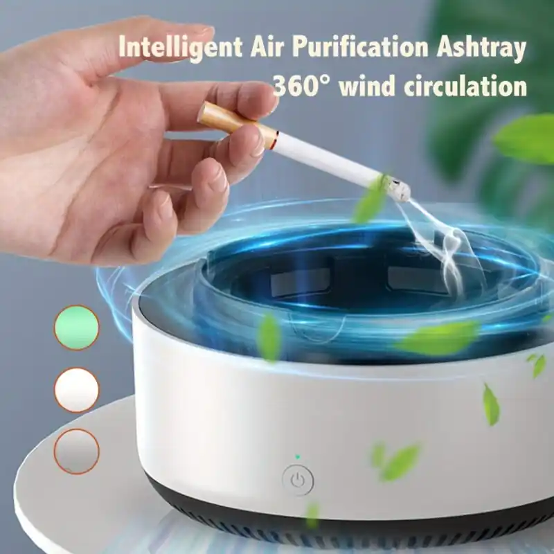 Selfextinguishing Ashtray With Air Purifier Remove Smoke Odor