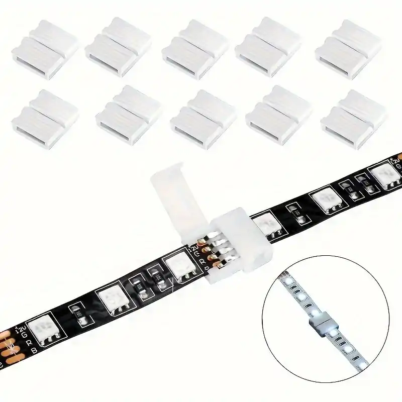 5pcs 4pin Rgb Led Strip Connectors 10mm Solderless Adapters For Smd 5050
