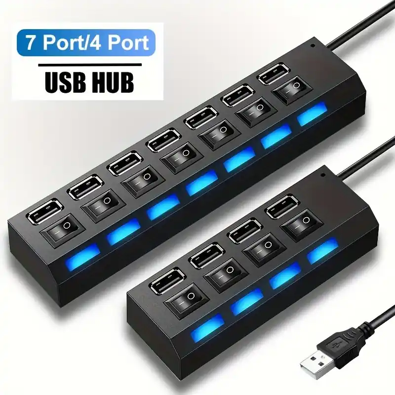 7port4port Usb 20 Led Hub With Power Switch For Pclaptop