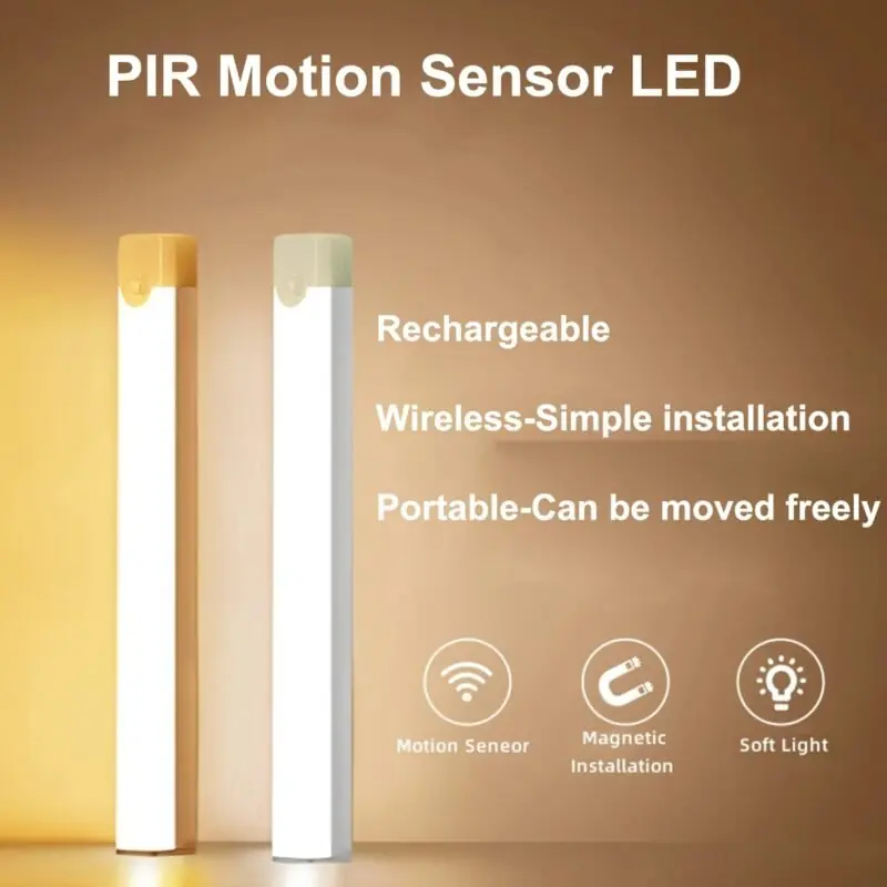 Wireless Led Motion Sensor Night Light Usb Rechargeable For Home