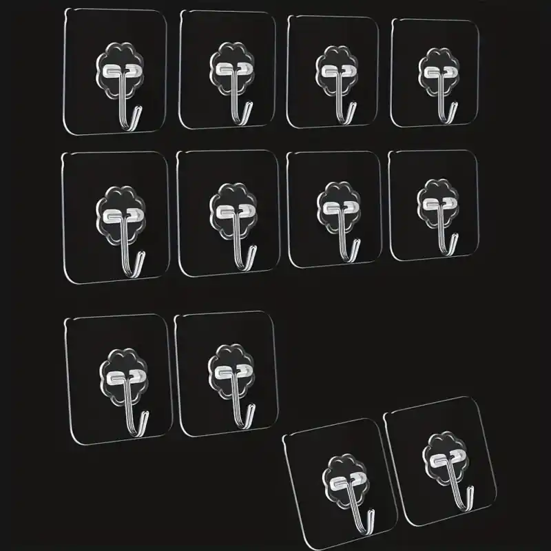 20pc Transparent Nodamage Adhesive Hooks Multiuse Wall Organizers