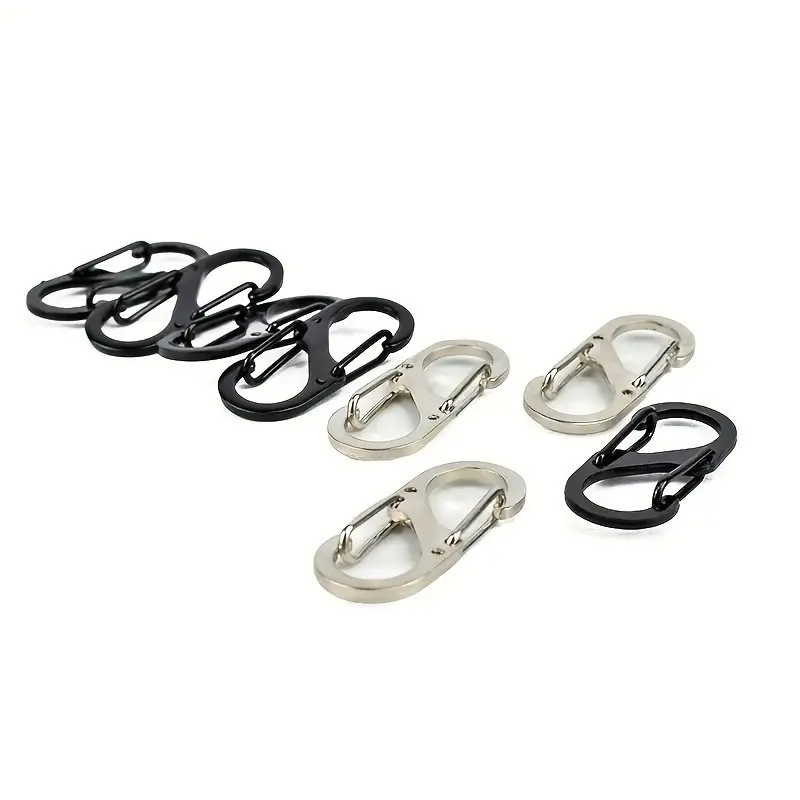 2pack Stainless Steel Carabiner Clips Double Snap Hook Keychain Black
