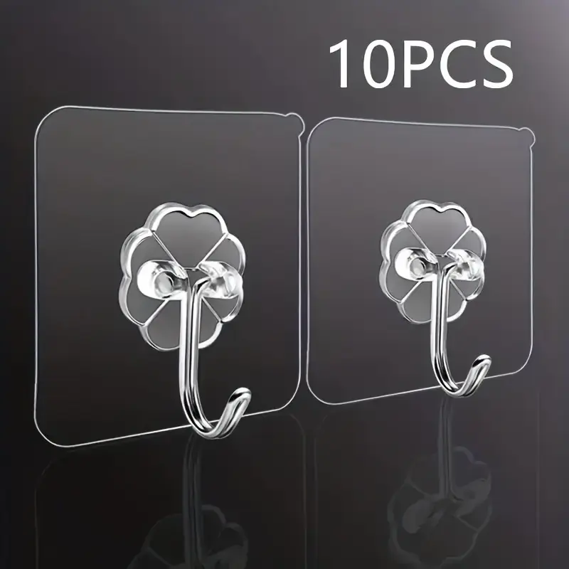 Heavyduty Transparent Adhesive Hooks Waterproof Nodamage For Kitchen Bathroom