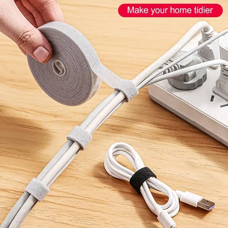 Efficient Desk Cable Organizer Durable Polyester Strap Modern Wire Management Solution