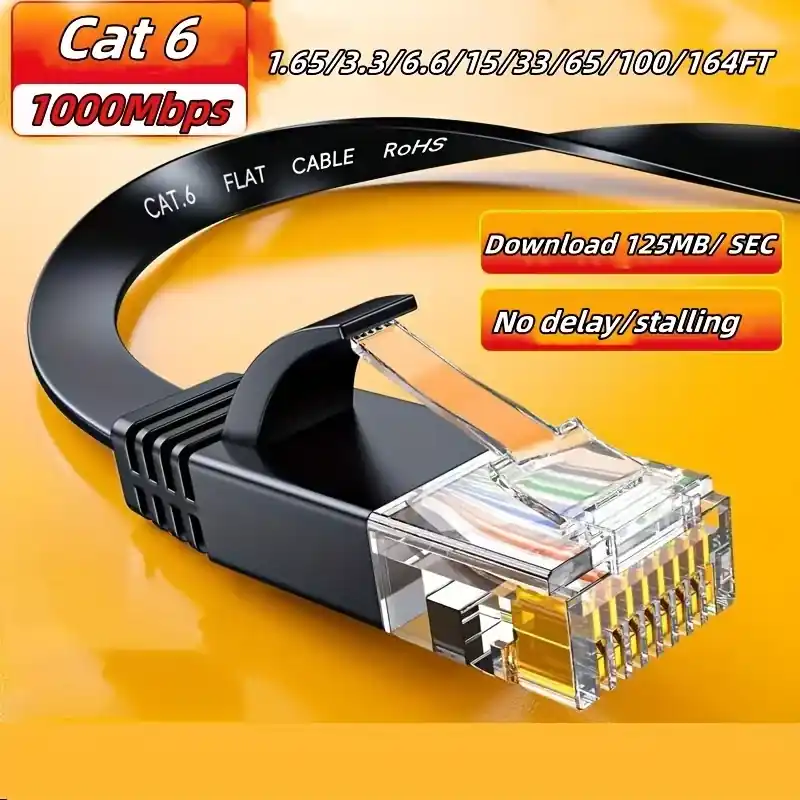 Highspeed Flat Cat 6 Ethernet Cable 10gbps Indooroutdoor Network