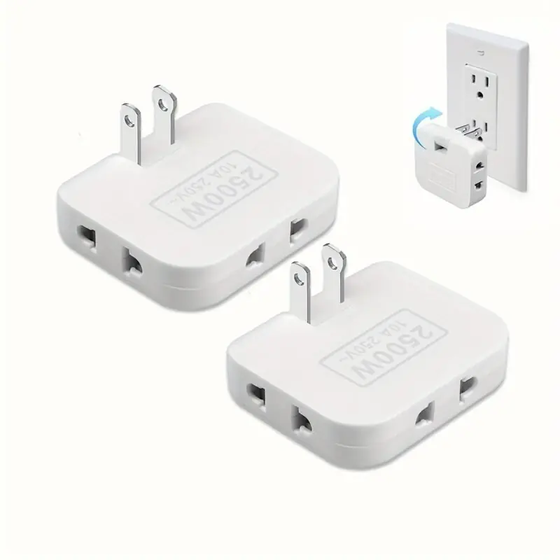 2pack Swivel 3way Flat Wall Outlet Extender Foldable White