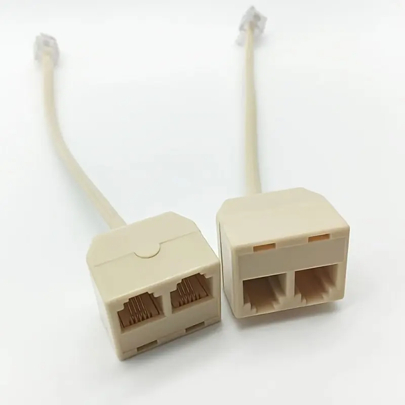2pcs Rj11 Splitter Adapter Male To Dual Female Telephone Junction Box