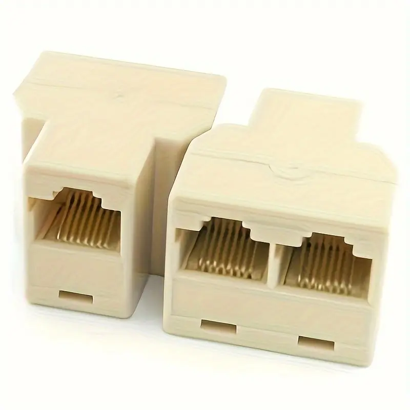 2pack Rj45 Female Telephone Line Splitter Adapter Beige Connectors