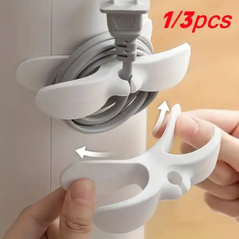 Versatile Kitchen Cord Winder Easy Install Plug Holder 3pack