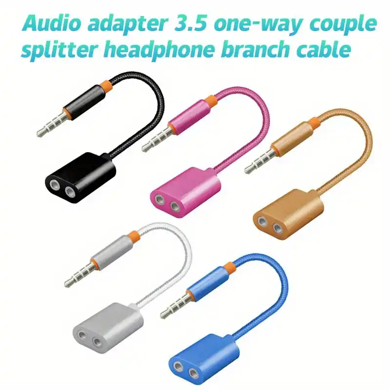 35mm Dual Aux Audio Splitter Adapter Earphone Jack Cable