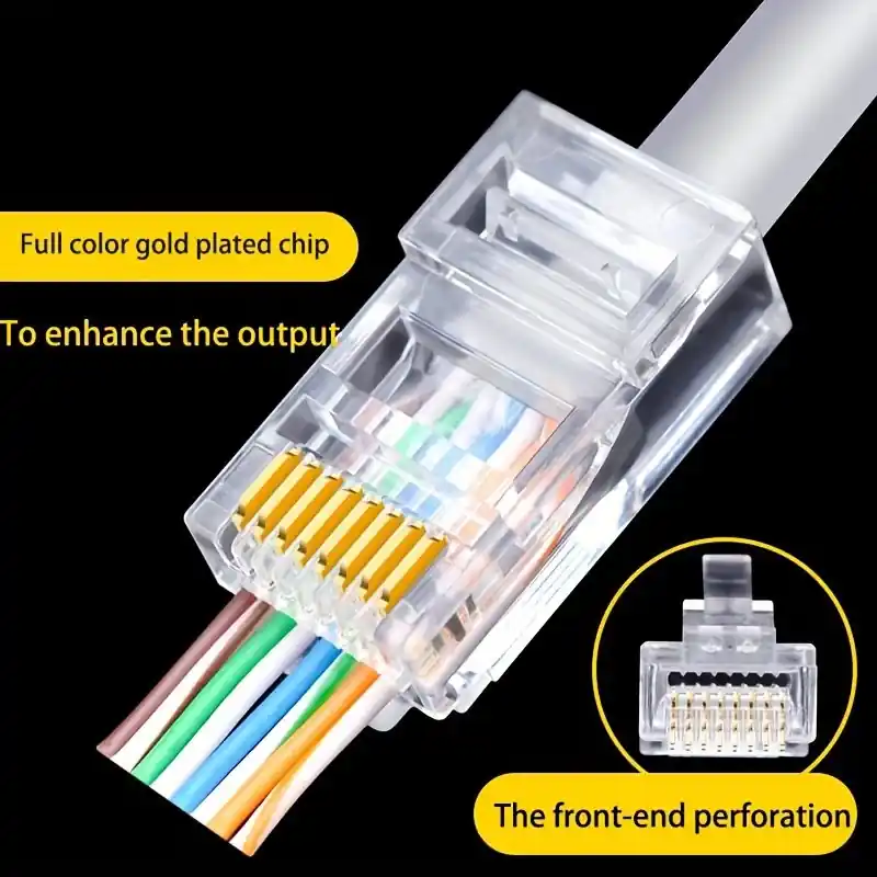 50pcs Cat6 Rj45 Unshielded Network Connectors Ethernet Plugs