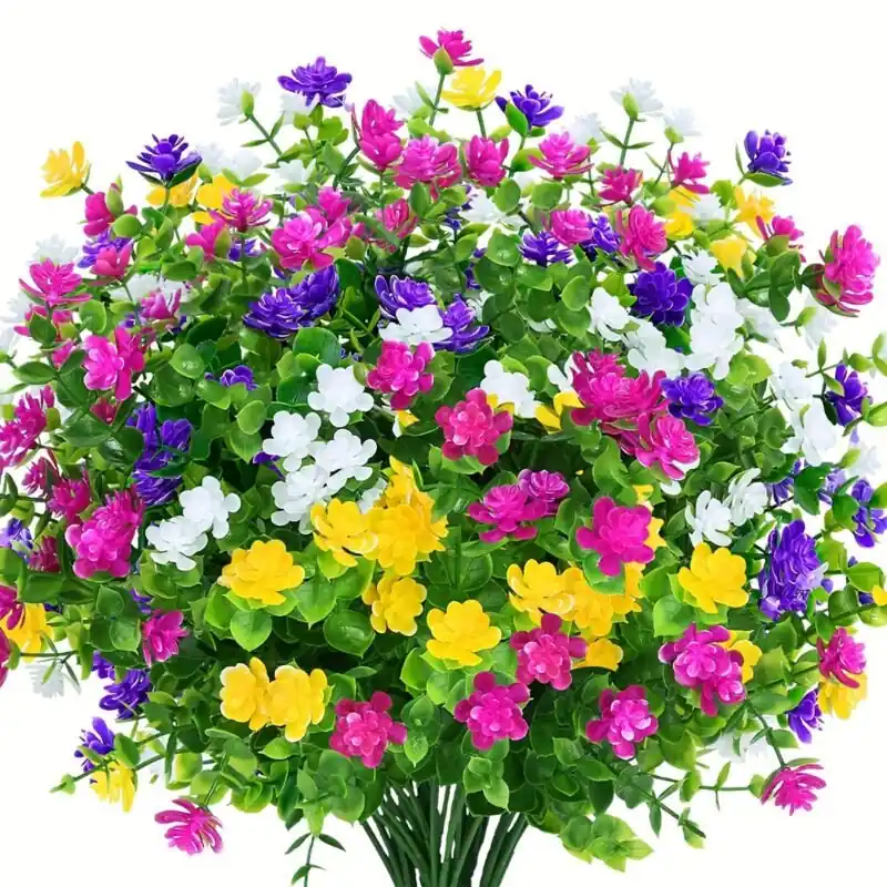 8pack Uv Resistant Artificial Flowers Lifelike Allseason Home Wedding Decor