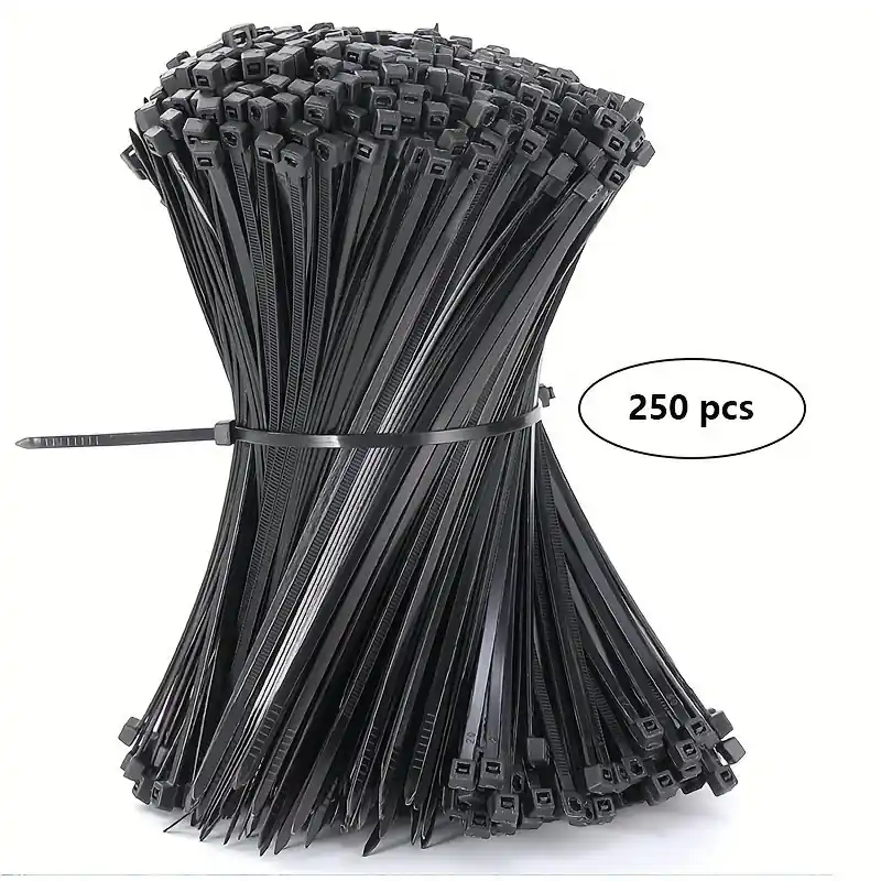 Heavy Duty Black Nylon Cable Zip Ties 250pcs Various Sizes