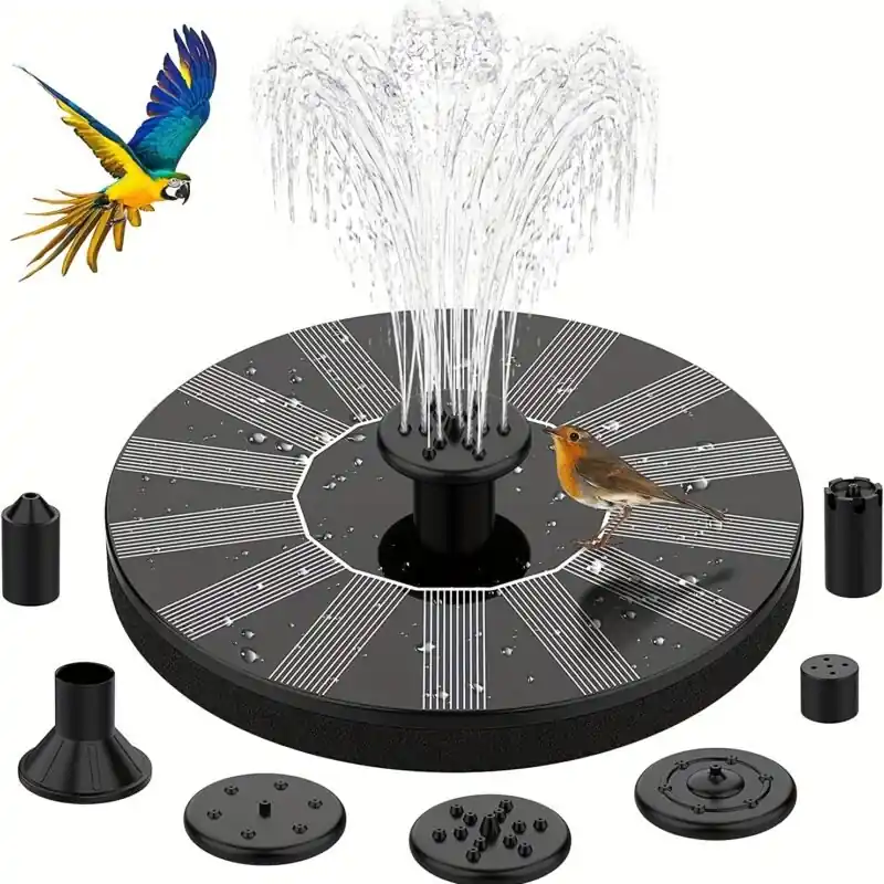 Ecofriendly Mini Solar Fountain 6 Nozzle Floating Bird Bath Garden Decor