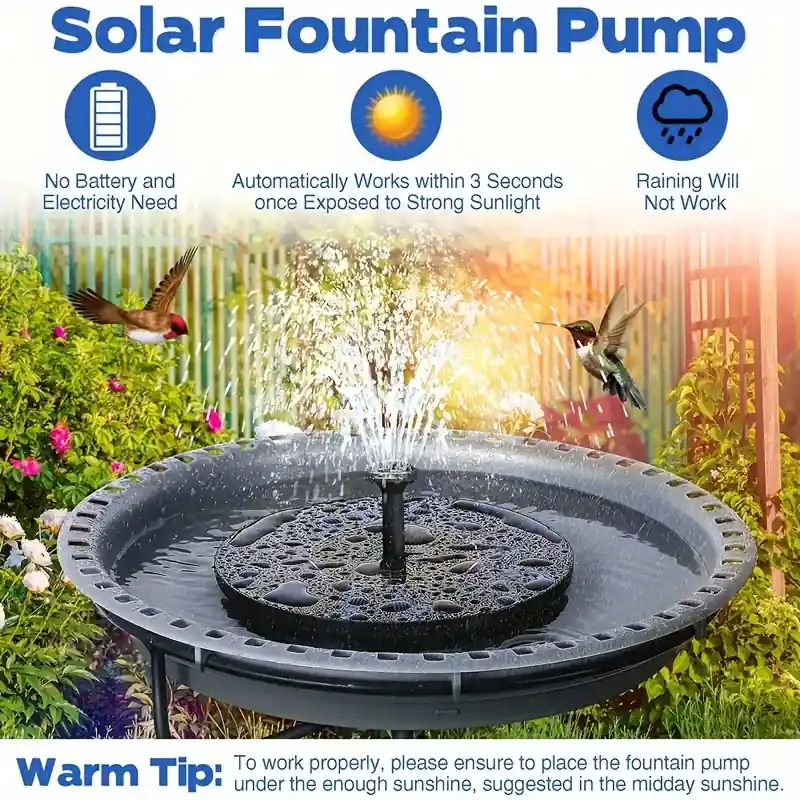 Ecofriendly Solar Fountain With 6 Nozzles Perfect Garden Decor