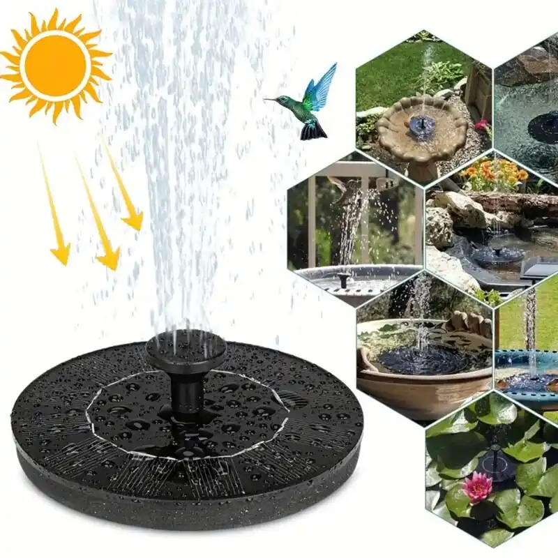 15w Solar Bird Bath Fountain Pump With 6 Nozzles For Garden