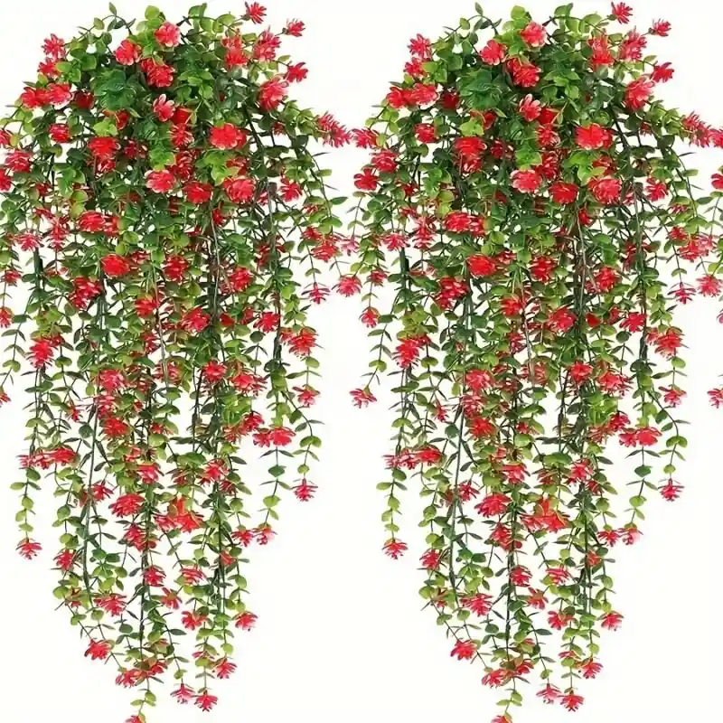 4pcs Uv Resistant Artificial Eucalyptus Hanging Plants Outdoor Faux Greenery Vine