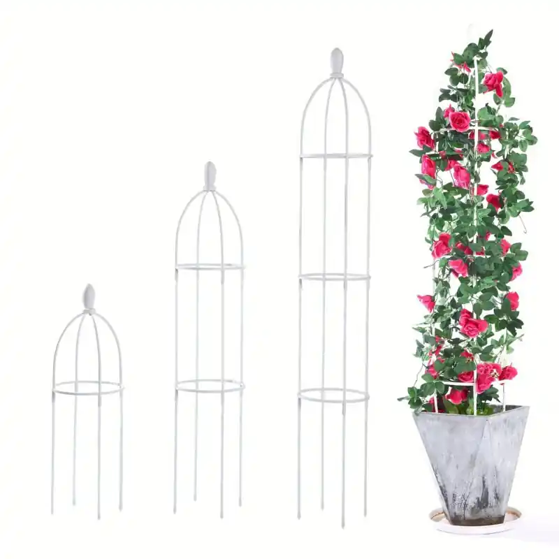 Rustproof Garden Obelisk Trellis White Climbing Plant Support 43563in