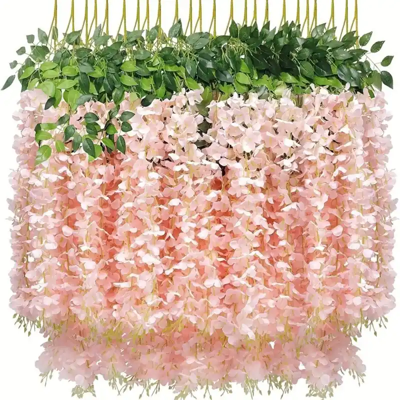 8 Pack Artificial Hanging Wisteria Plants For Home And Wedding Decor