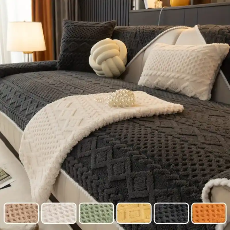 Cozy Plush Sofa Slipcover Allseason Thick Furniture Protector