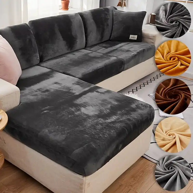 Plush Velvet Sofa Slipcover Nonslip Winter Warmth Universal Fit Cover