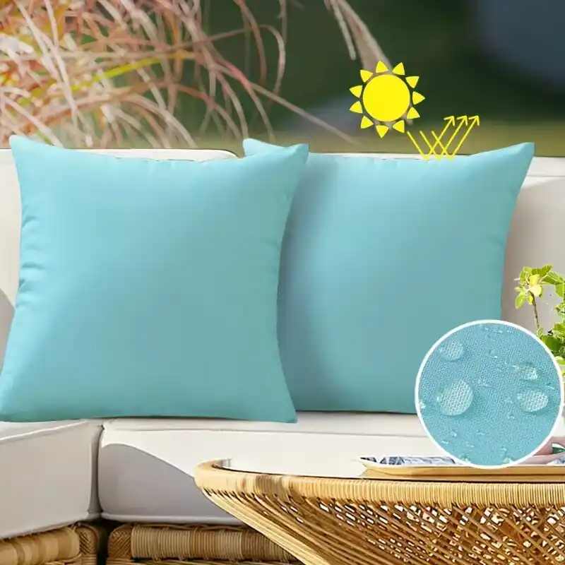 2pcs Waterproof Outdoor Throw Pillow Covers Garden Patio Furniture Decor