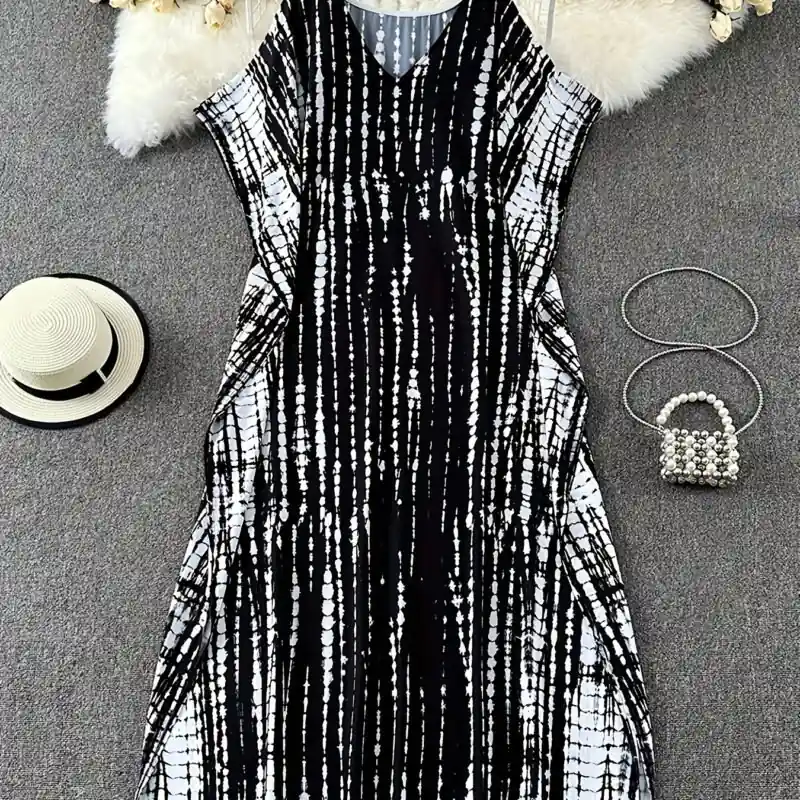 Womens Plus Size Boho Tie Dye Bat Sleeve V Neck Maxi Dress
