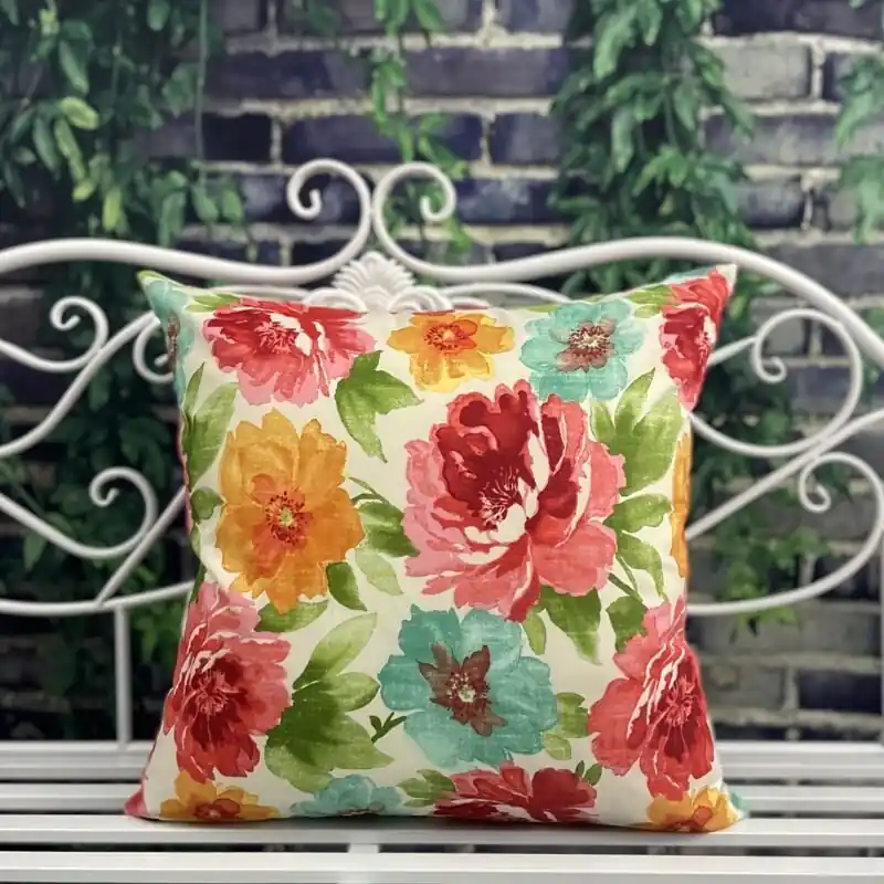 Outdoor Waterproof Flower Pillow Cover 18×18 Patio Garden Decorative Cushion