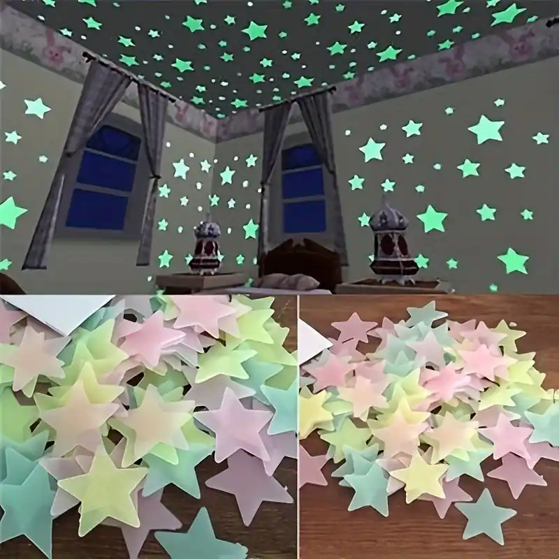 100pcs Luminous Star Wall Stickers For Bedroom Ceiling Living Room Decor